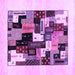 Square Abstract Purple Contemporary Rug, con1596pur