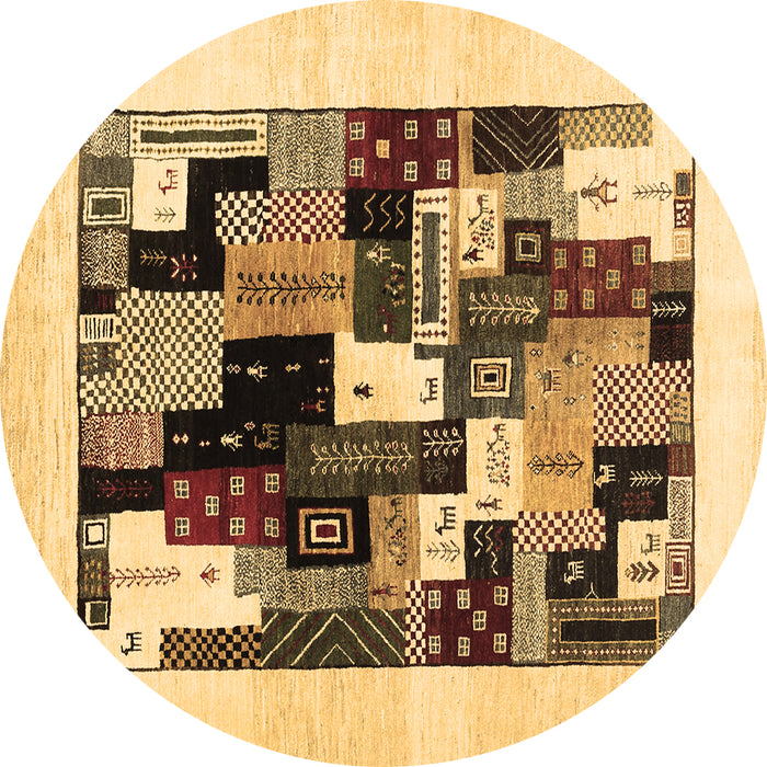 Round Abstract Brown Contemporary Rug, con1596brn