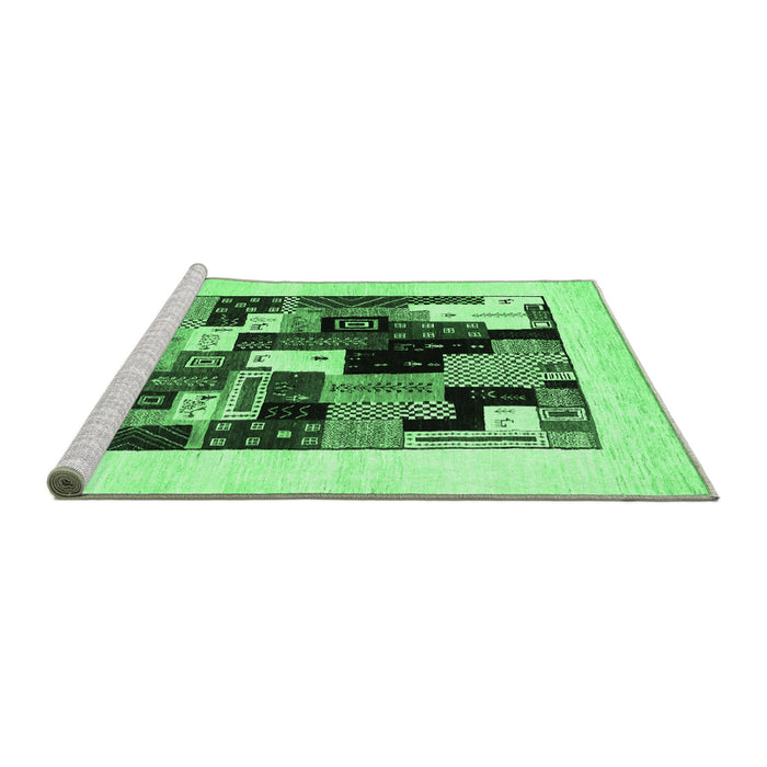 Sideview of Machine Washable Abstract Emerald Green Contemporary Area Rugs, wshcon1596emgrn