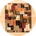 Square Abstract Orange Contemporary Rug, con1596org