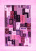 Machine Washable Abstract Pink Contemporary Rug, wshcon1596pnk