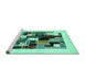 Sideview of Machine Washable Abstract Turquoise Contemporary Area Rugs, wshcon1596turq