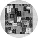 Square Abstract Gray Contemporary Rug, con1596gry