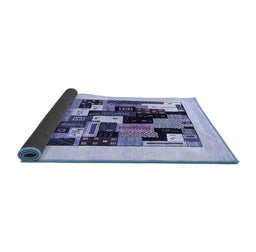 Sideview of Abstract Blue Contemporary Rug, con1596blu