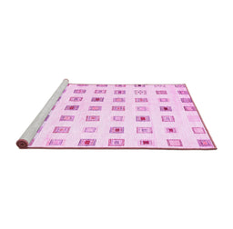 Sideview of Machine Washable Solid Pink Modern Rug, wshcon1597pnk