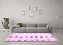 Machine Washable Solid Pink Modern Rug in a Living Room, wshcon1597pnk
