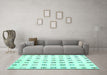 Machine Washable Solid Turquoise Modern Area Rugs in a Living Room,, wshcon1597turq