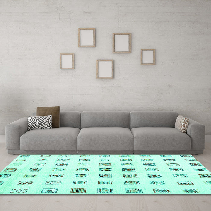 Machine Washable Solid Turquoise Modern Area Rugs in a Living Room,, wshcon1597turq