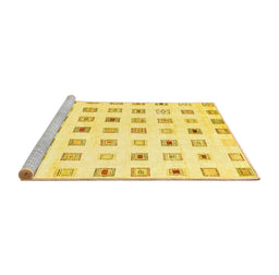 Sideview of Machine Washable Solid Yellow Modern Rug, wshcon1597yw