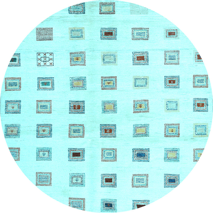 Round Solid Light Blue Modern Rug, con1597lblu