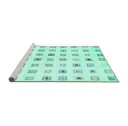 Sideview of Machine Washable Solid Turquoise Modern Area Rugs, wshcon1597turq
