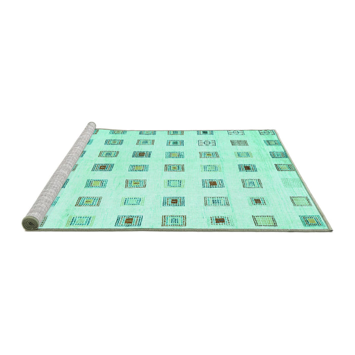 Sideview of Machine Washable Solid Turquoise Modern Area Rugs, wshcon1597turq