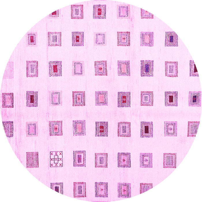 Round Machine Washable Solid Pink Modern Rug, wshcon1597pnk