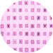 Round Machine Washable Solid Pink Modern Rug, wshcon1597pnk