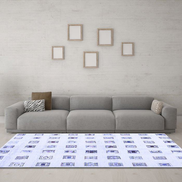 Machine Washable Solid Blue Modern Rug in a Living Room, wshcon1597blu