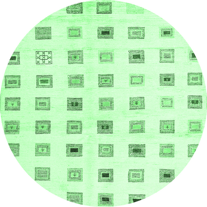 Round Machine Washable Solid Emerald Green Modern Area Rugs, wshcon1597emgrn