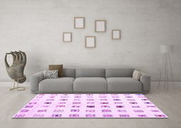 Machine Washable Solid Purple Modern Area Rugs in a Living Room, wshcon1597pur