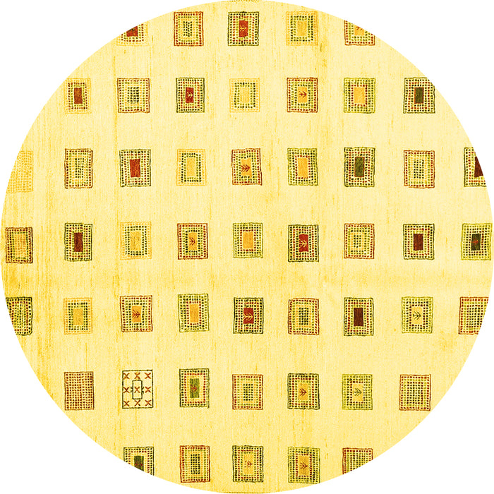 Round Machine Washable Solid Yellow Modern Rug, wshcon1597yw