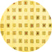 Round Machine Washable Solid Yellow Modern Rug, wshcon1597yw