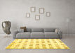 Machine Washable Solid Yellow Modern Rug in a Living Room, wshcon1597yw