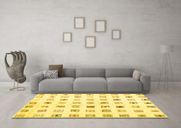 Machine Washable Solid Yellow Modern Rug in a Living Room, wshcon1597yw