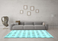 Machine Washable Solid Light Blue Modern Rug, wshcon1597lblu