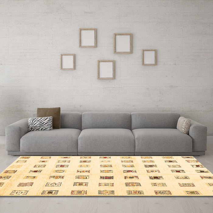 Machine Washable Solid Brown Modern Rug in a Living Room,, wshcon1597brn