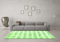 Machine Washable Solid Green Modern Rug, wshcon1597grn