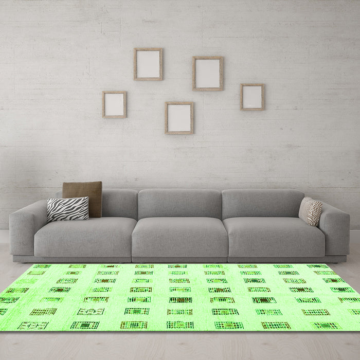 Machine Washable Solid Green Modern Area Rugs in a Living Room,, wshcon1597grn