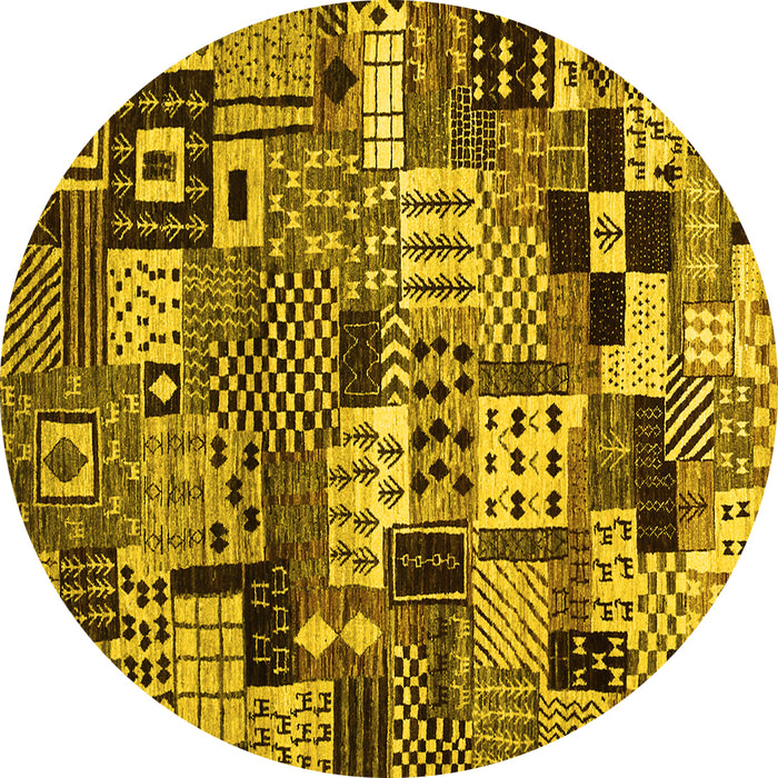 Round Abstract Yellow Contemporary Rug, con1598yw