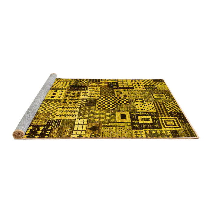 Sideview of Machine Washable Abstract Yellow Contemporary Rug, wshcon1598yw