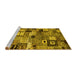 Sideview of Machine Washable Abstract Yellow Contemporary Rug, wshcon1598yw