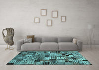 Machine Washable Abstract Light Blue Contemporary Rug, wshcon1598lblu