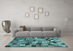 Machine Washable Abstract Light Blue Contemporary Rug in a Living Room, wshcon1598lblu