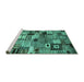 Sideview of Machine Washable Abstract Turquoise Contemporary Area Rugs, wshcon1598turq