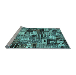 Sideview of Machine Washable Abstract Light Blue Contemporary Rug, wshcon1598lblu