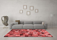 Machine Washable Abstract Red Contemporary Rug, wshcon1598red