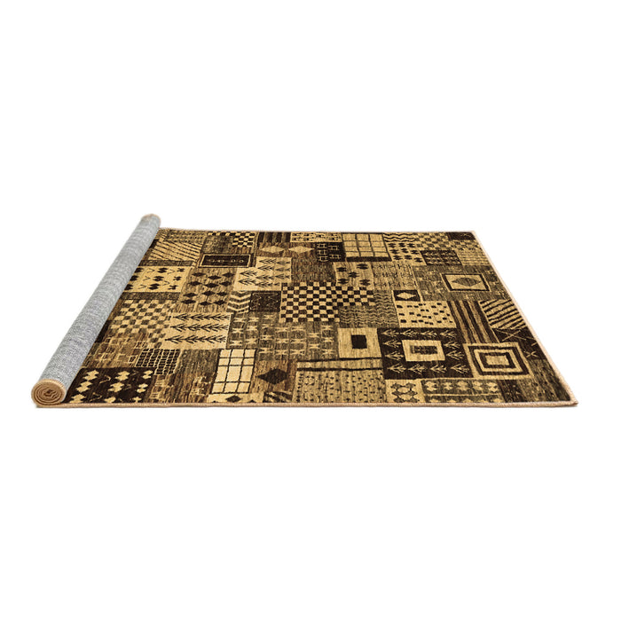 Sideview of Machine Washable Abstract Brown Contemporary Rug, wshcon1598brn
