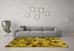 Machine Washable Abstract Yellow Contemporary Rug in a Living Room, wshcon1598yw