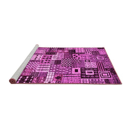 Sideview of Machine Washable Abstract Pink Contemporary Rug, wshcon1598pnk