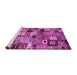 Sideview of Machine Washable Abstract Pink Contemporary Rug, wshcon1598pnk