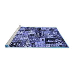 Sideview of Machine Washable Abstract Blue Contemporary Rug, wshcon1598blu