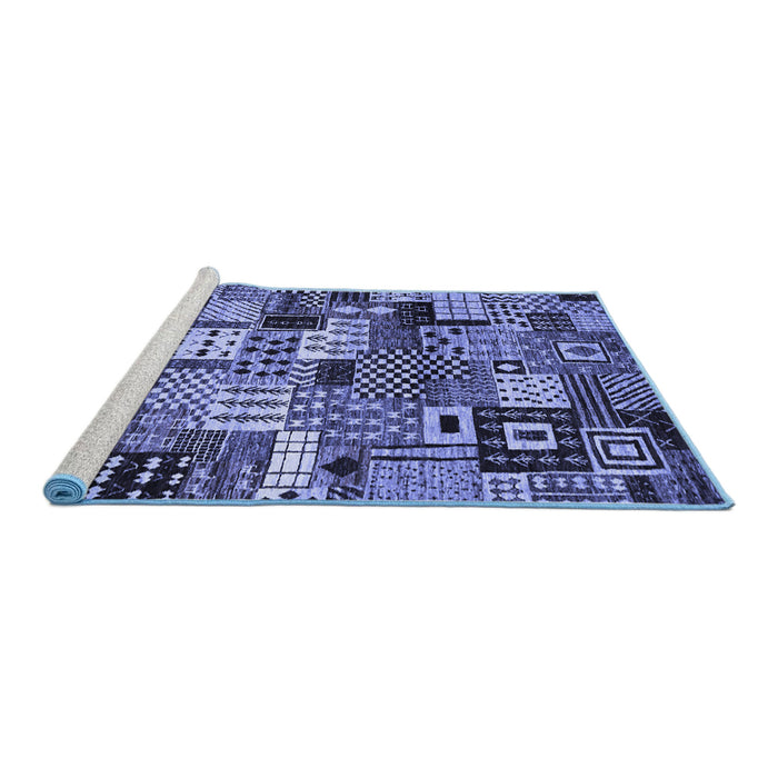 Sideview of Machine Washable Abstract Blue Contemporary Rug, wshcon1598blu