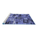 Sideview of Machine Washable Abstract Blue Contemporary Rug, wshcon1598blu