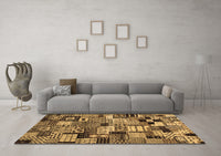 Machine Washable Abstract Brown Contemporary Rug, wshcon1598brn