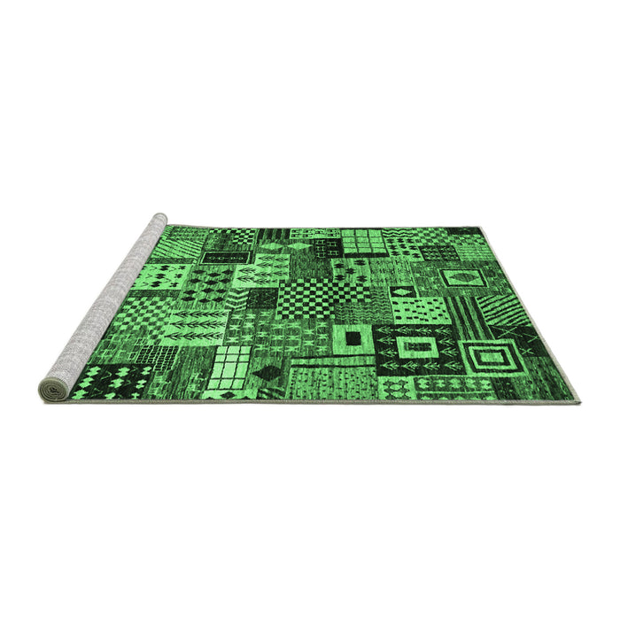 Sideview of Machine Washable Abstract Emerald Green Contemporary Area Rugs, wshcon1598emgrn