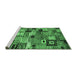 Sideview of Machine Washable Abstract Emerald Green Contemporary Area Rugs, wshcon1598emgrn