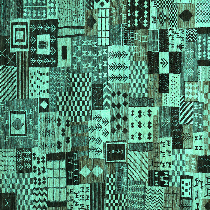 Square Abstract Turquoise Contemporary Rug, con1598turq