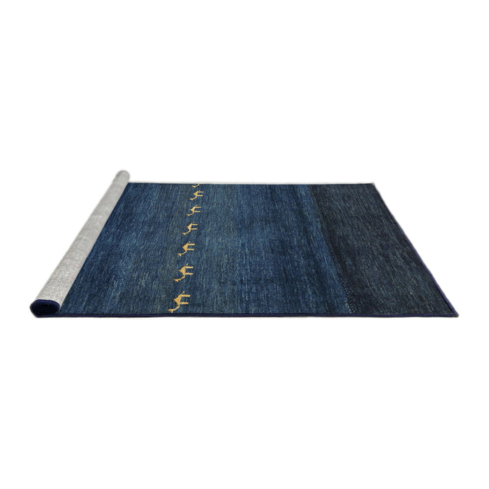 Serging Thickness of Machine Washable Contemporary Blue Rug, wshcon1599
