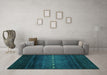 Machine Washable Abstract Turquoise Contemporary Area Rugs in a Living Room,, wshcon1599turq